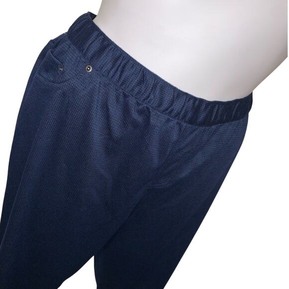 Catherines Navy Pull-On Pants 1X Plus Size Stretch Cropped Comfort Casual - Picture 2 of 8